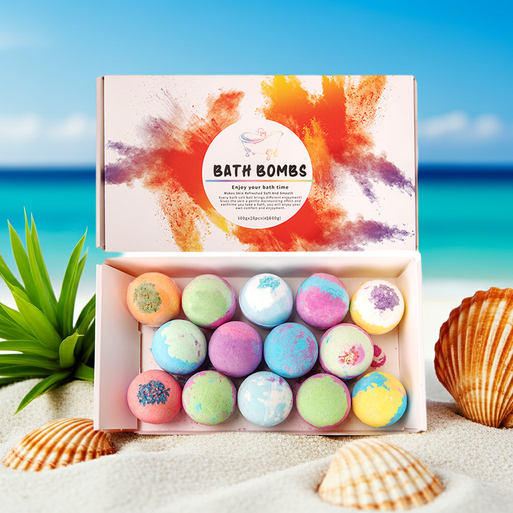 14-Piece Luxury Bath Bomb Gift Set – Handmade Spa Bath Fizzers with Assorted Fragrances for Women